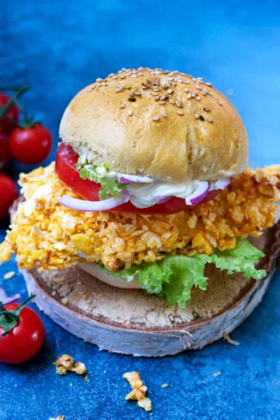 Crispy Chickenburger Mit Cornflakes Aus Dem Ofen