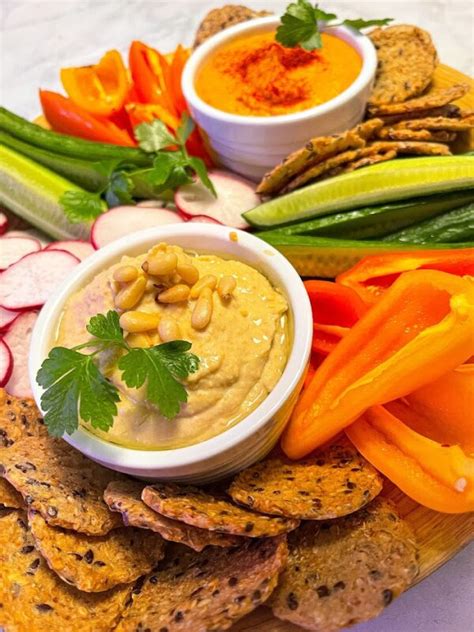 Homemade Hummus Two Ways Roasted Garlic And Roasted Red Pepper