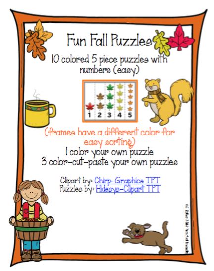 Fall Fun Puzzles ~ Preschool Printables