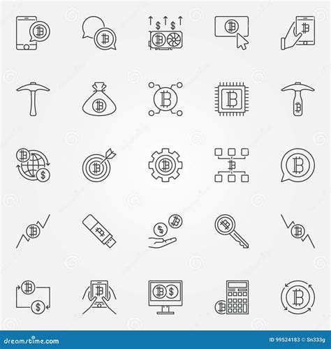 Cryptocurrency Line Icons Set Vector Digital Money Concept Sig Stock