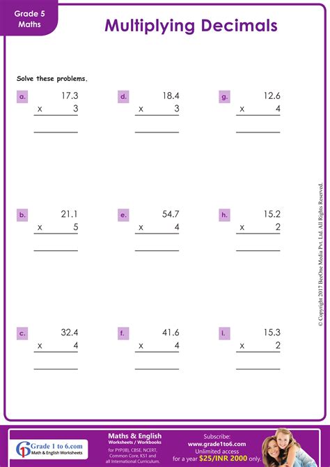 Decimal Multiplication Worksheets Practice And Master The Skill With