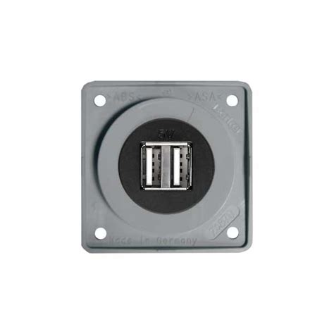 BERKER INTEGRO Flow Einbau USB Doppelladesteckdose 12V grau glänzend