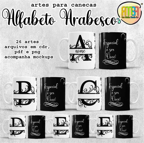 ESTAMPAS ALFABETO ARABESCO CANECAS Ana Melim Studio Art