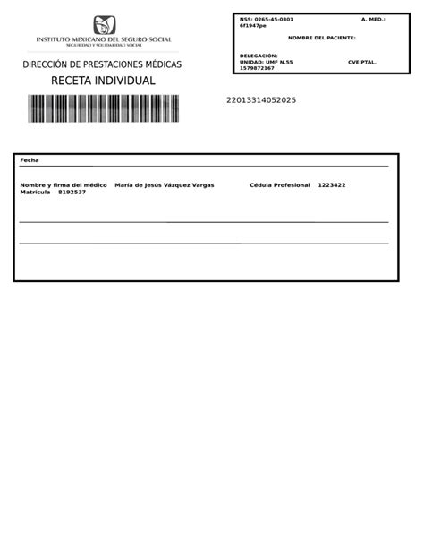 Documento Mx Receta Imss Editable