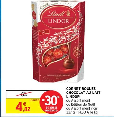 Promo Cornet Boules Chocolat Au Lait Lindor Chez Intermarch