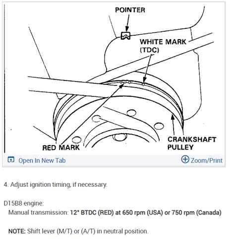 Honda Civic Ignition Timing Marks Engine Problem Honda