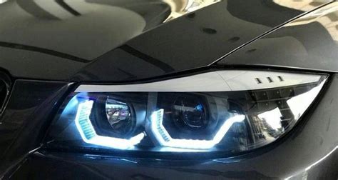 D Angel Eyes Led Black Headlights For Bmw E E Ebay