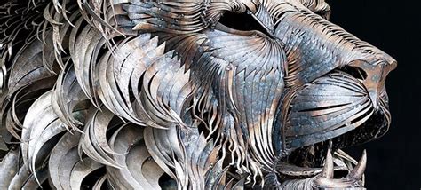 Spine Chilling Lion Sculpture Made Of Pieces Of Scrap Metal