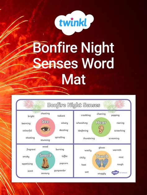 Bonfire Night Senses Word Mat