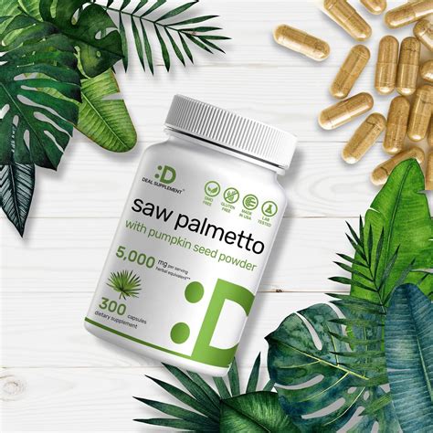 Suplemento Saw Palmetto De 5000 Mg Con Semillas De Calabaza 300 Cápsulas Promueve La Salud De