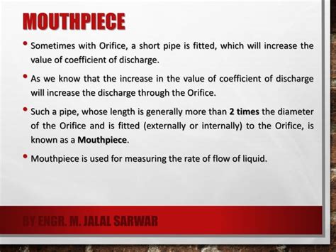 Flow Through Orifices Hydraulics Ppt