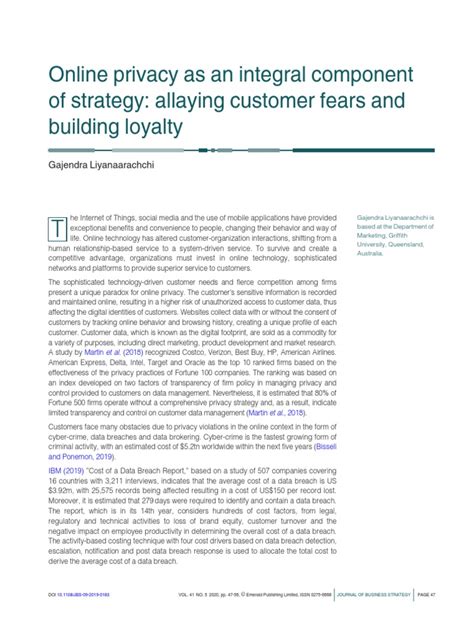 Online Privacy As An Integral Component of Strategy: Allaying Customer ...