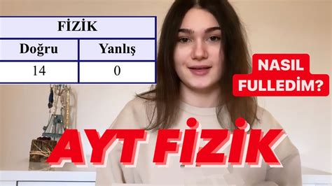 AYT FİZİK NASIL ÇALIŞILIR BEN NASIL FULLEDİM KAYNAK ÖNERİLERİ YouTube