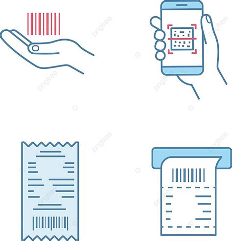 Barcodes Color Icons Set Inventory Control Drawing Code Vector