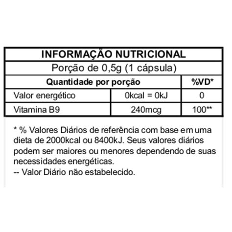 Vitamina B9 Ácido Fólico 60 cápsulas de 500mg