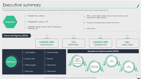 Executive Summary Graphic Design Company Profile Ppt Powerpoint Presentation File Ideas