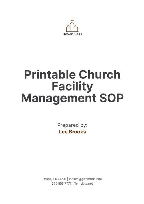 Free Printable Church Facility Management Sop Template Edit Online