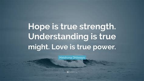 Matshona Dhliwayo Quote Hope Is True Strength Understanding Is True