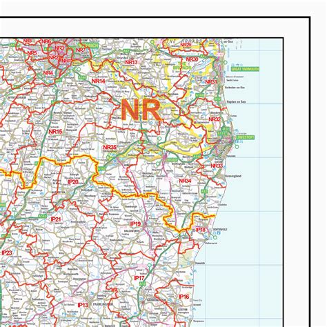 South East England Postcode District Wall Map D2 Xyz Maps