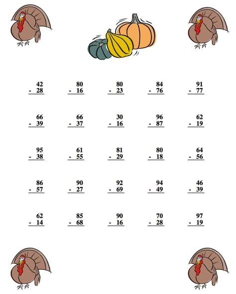 Thanksgiving Math Activities Th Grade