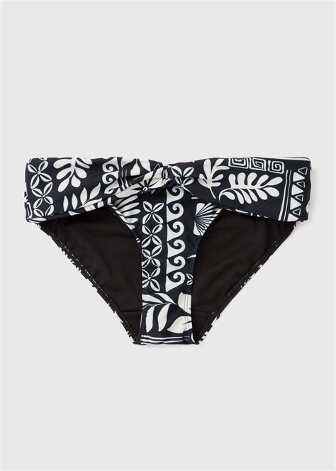 Black Cream Tile Print Bikini Briefs Matalan