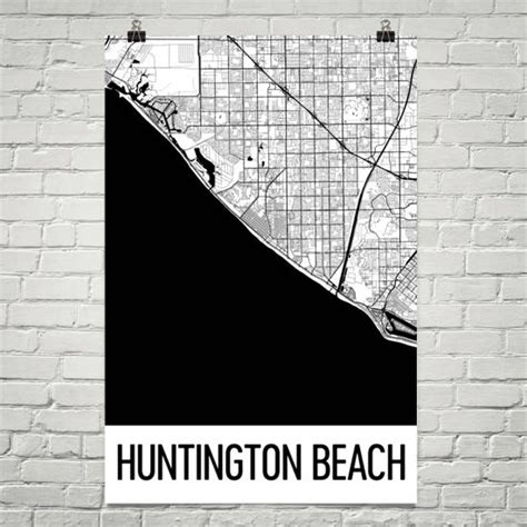 Huntington Beach Map, Huntington Beach Art, Huntington Beach Print, CA ...