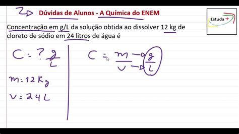 Como Calcular A Concentra O Em G L Youtube