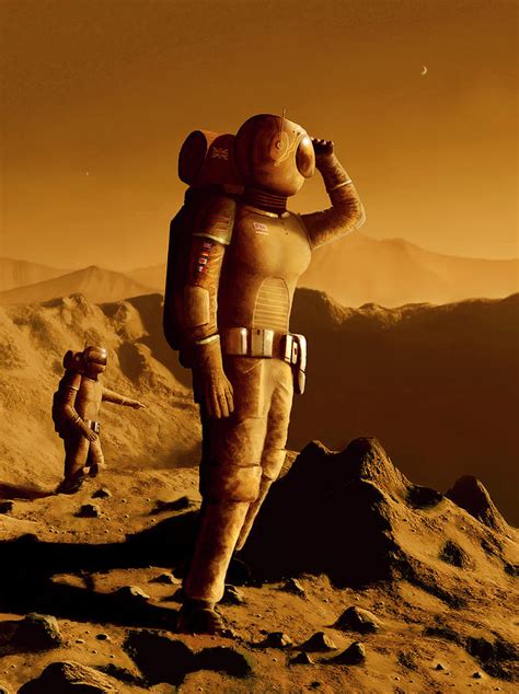 Astronauts On Mars by Science Photo Library