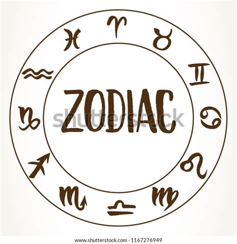 Collection Hand Drawn Zodiac Signs Circle Stock Illustration 1167276949