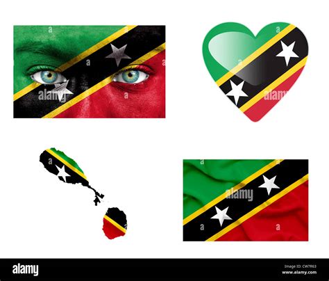 Set Of Various Saint Kitts And Nevis Flags Stock Photo Alamy