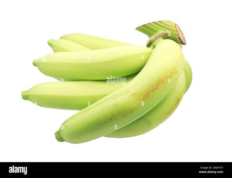 Comb Of Raw Cavendish Bananas Isolated On White Background Stock Photo