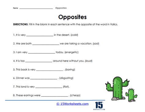 Opposites Worksheets - 15 Worksheets.com