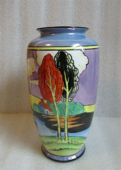 Art Deco Bizarre Style Lusterware Vase Signed Seiei Co Japan Hand