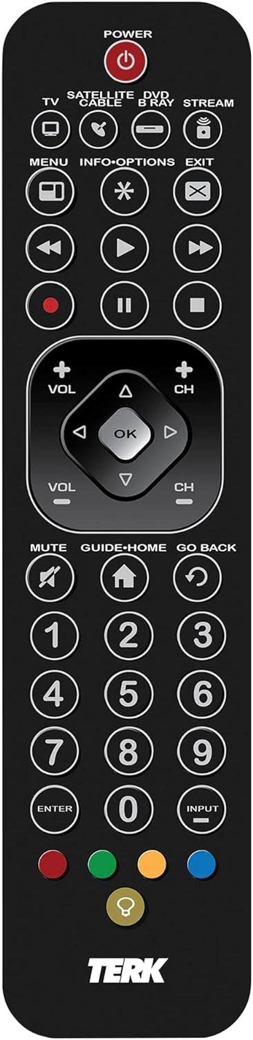 Terk Universal Tv Remote Control Control Up To 4 Components Backlit Keys 40