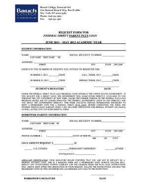 Fillable Online Baruch Cuny REQUEST FORM FOR FEDERAL DIRECT