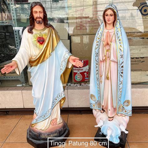 Jual Patung Yesus Tangan Terbuka Atau Maria Fatima 80 Cm Biru Muda