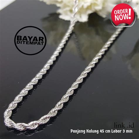 LINK ID Kalung Rantai Titanium Silver Emas Model Tambang Wanita Dan