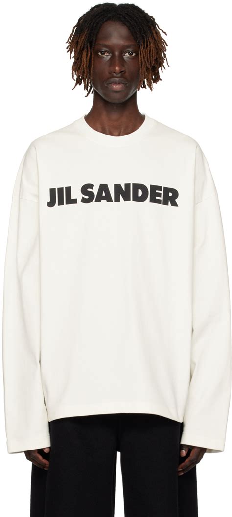 Off White Printed Long Sleeve T Shirt By Jil Sander On Sale