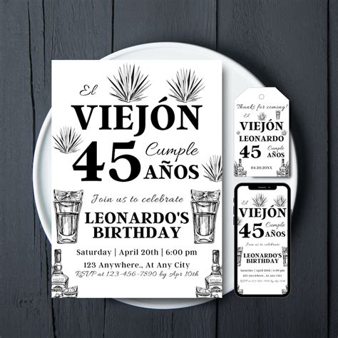 El Viejón Invitation Agave Tequila Mexican Fiesta Invitation Tequila