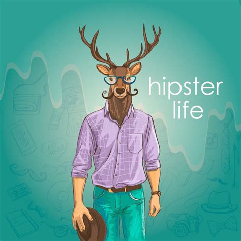 Hand Drawn Vector Illustration Of Deer Hipster Stock Vector