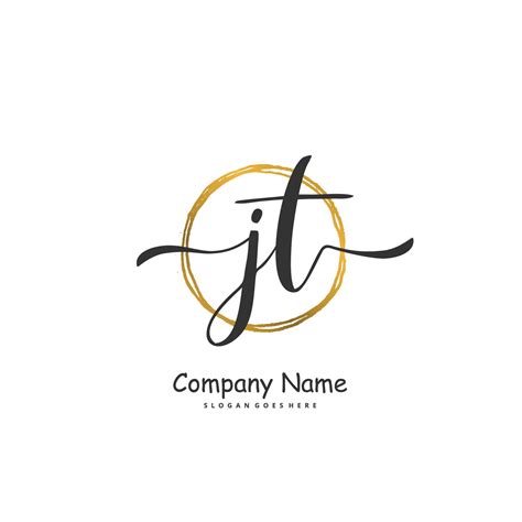 JT Initial Handwriting And Signature Logo Design With Circle Beautiful