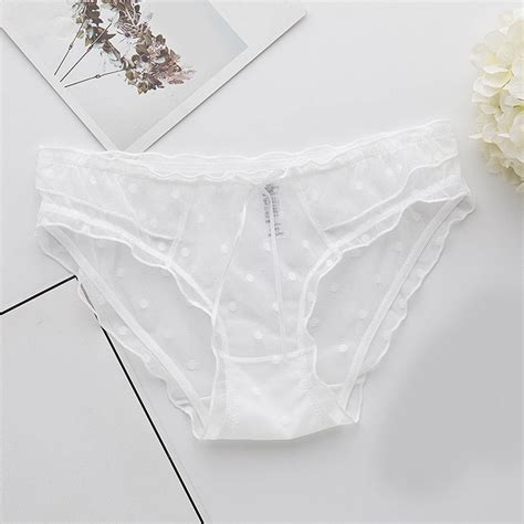 Uix Ladies Panties Polka Dot Lace Panties Mesh Streamer Panties Low Waist Breathable Briefs