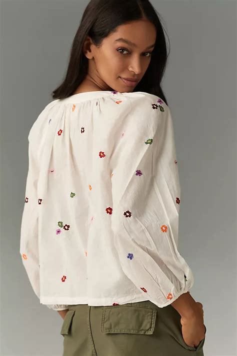 Velvet By Graham And Spencer Aretha Embroidered Blouse Anthropologie