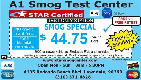 A1 Smog Test Center Star Smog Check Test Only Station