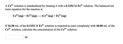 Solved The Concentration Of Hydrogen Peroxide In A Solution