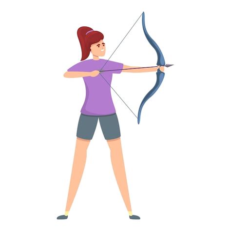 Premium Vector Archer Girl Icon Cartoon Vector Sport Archery Aiming