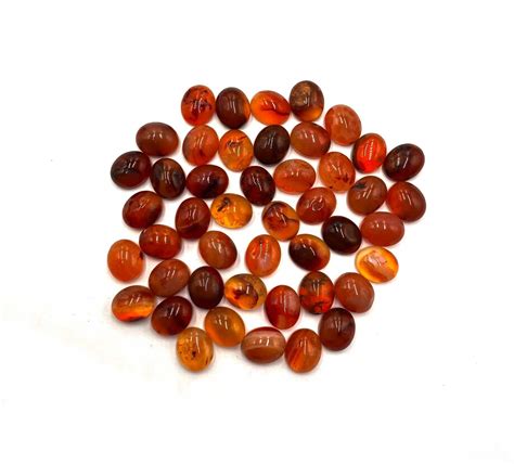 Naturel Cornaline Ovale Cabochon Desseré Gemme Lot 47 Pièces 9 11 MM