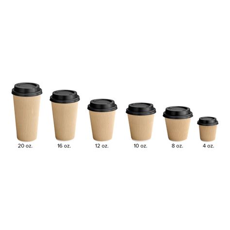 Choice Oz Double Wall Ripple Kraft Paper Hot Cup And Black Lid