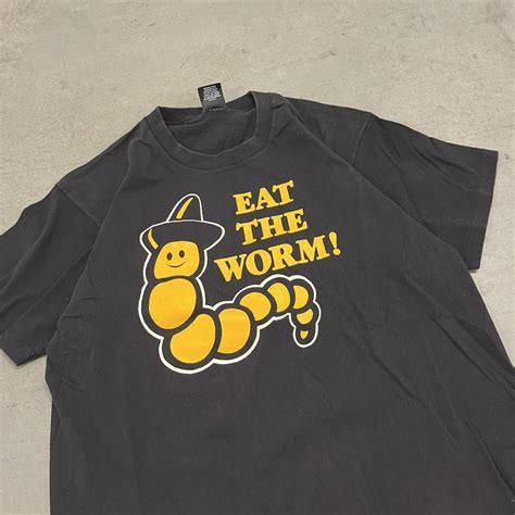 Vintage 80s Eat The Worm Graphic T Shirt Tagged Depop