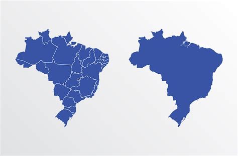 Mapa Azul De Brasil Con Regiones Vector Premium